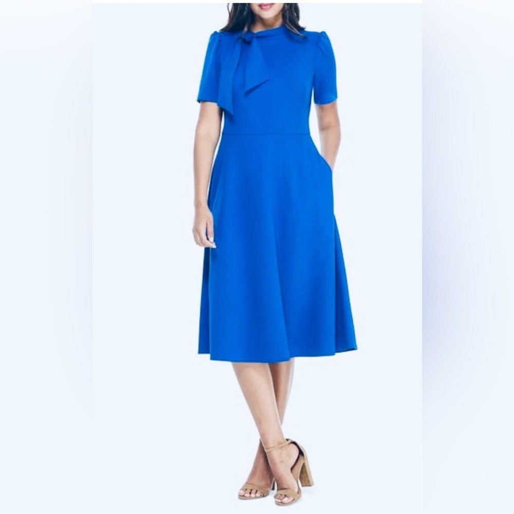 Maggy London tie neck midi dress in size 6 bD8